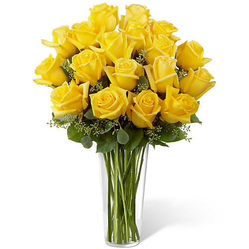 18 Pcs Imported Yellow Roses In Bouquet-image-0