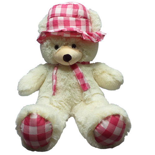 White Teddy wearing pink tie-image-0