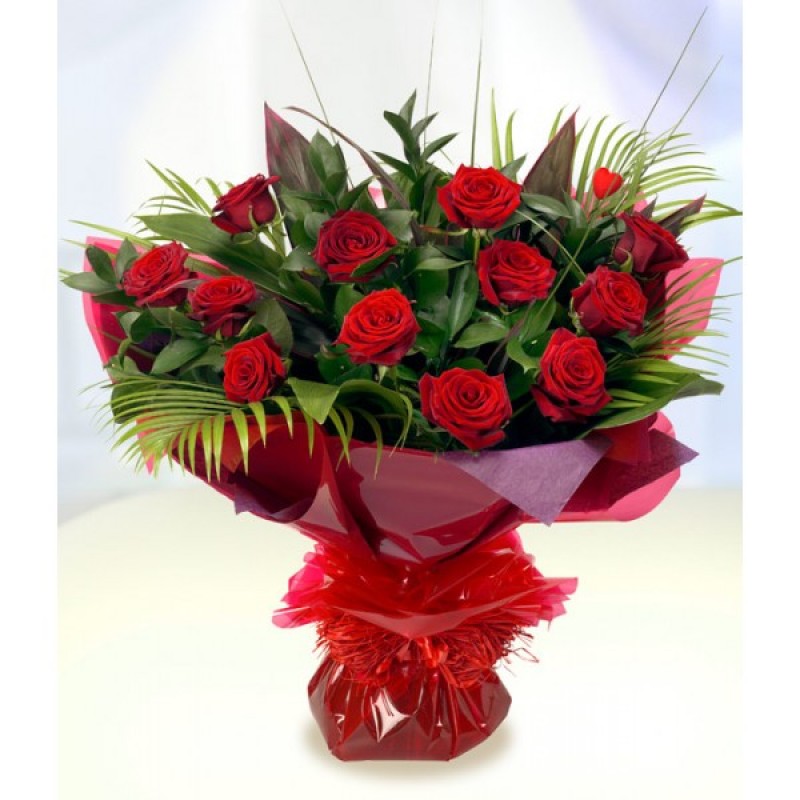 15 Imported Red Roses In Bouquet-image-0