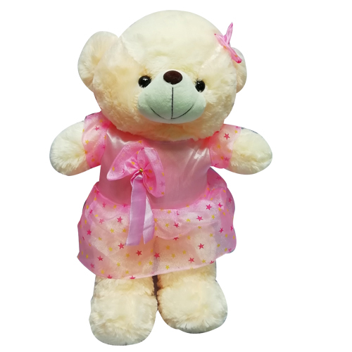Cream teddy bear with fancy dress-image-0