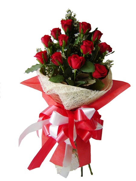 1 Dozen Pure Red Roses In Bouquet-image-0
