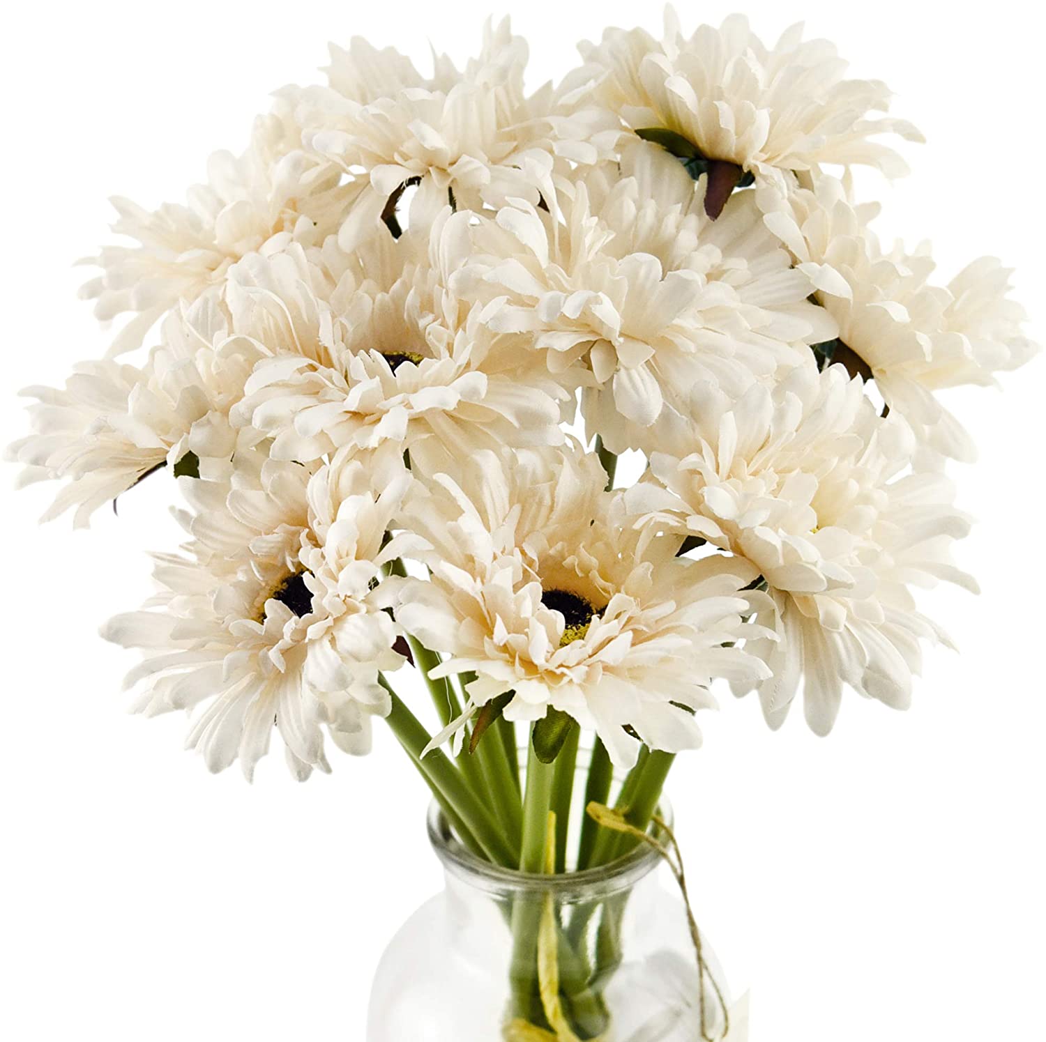18 Pcs White Gerberas In Bouquet-image-0