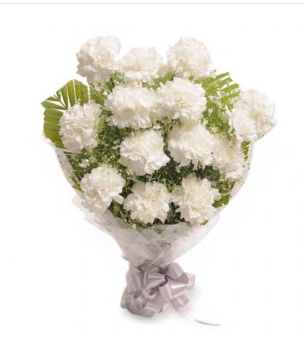 15 Pcs White Carnationa In Bouquet-image-0