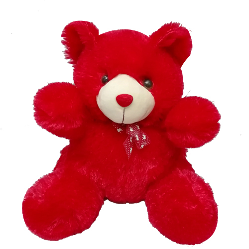 Soft teddy bear in red-image-0