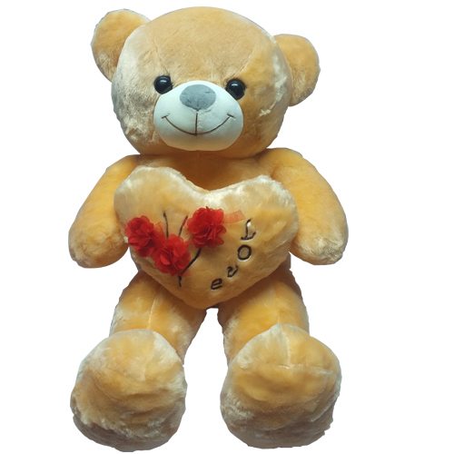 Tan Color Teddy Bear With Heart-image-0