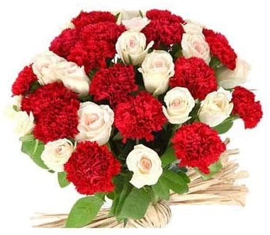 Carnations And Roses Mix In Bouquet-image-0