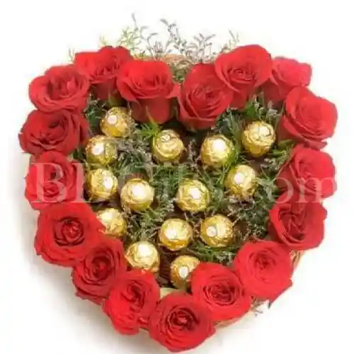 Roses And Chocolates In Heart Shape-image-0