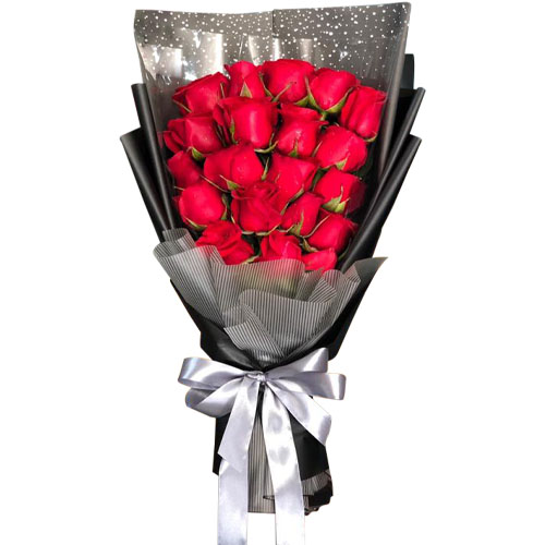 14 Pcs Red Roses In Bouquet-image-0