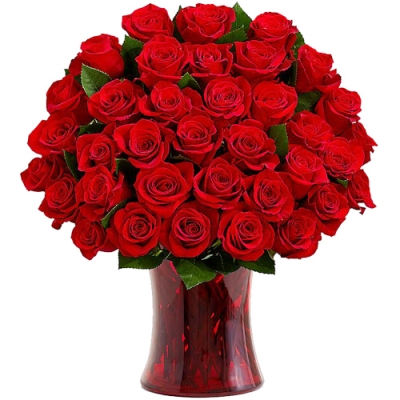 36 Pcs Red Roses in Vase-image-0