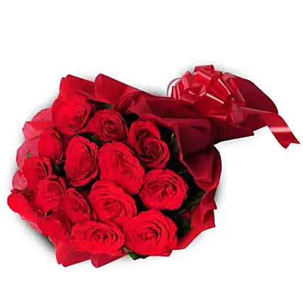 15 Pcs Red Roses In Bouquet-image-0